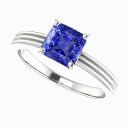 Anello di fidanzamento solitario radiante da 1.50 carati in oro con zaffiro di Ceylon 14K