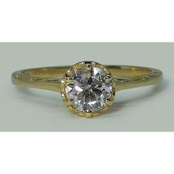 Anello di fidanzamento solitario stile corona con diamante tondo da 1 carato e oro bianco 14 carati