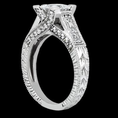 Anello di fidanzamento stile antico Princess Center Diamond 1.51 carati - harrychadent.it