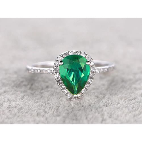 Anello di pietra preziosa verde smeraldo pera oro bianco 14 carati 5.35 carati - harrychadent.it