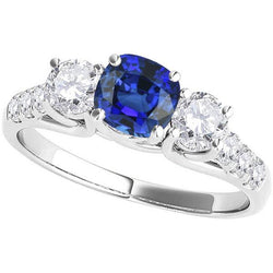 Anello di pietre preziose Cuscino Zaffiro Traliccio incastonato Diamanti 3.50 carati