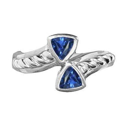 Anello di pietre preziose Trilioni di castoni incastonati in zaffiro blu 1 carato in stile corda