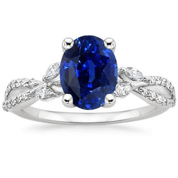 Anello di pietre preziose con accenti di diamante zaffiro blu 4 carati