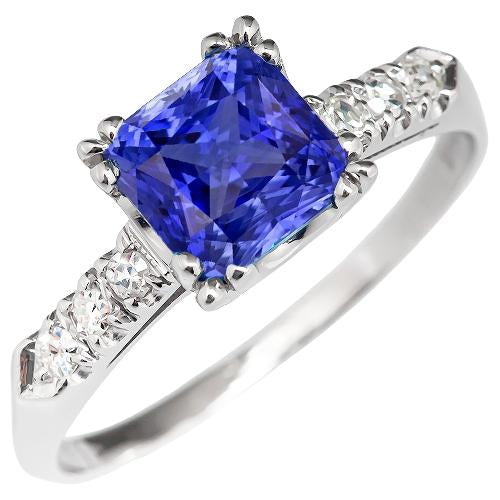 Anello di pietre preziose con zaffiro blu brillante incastonato diamanti 2.50 carati - harrychadent.it