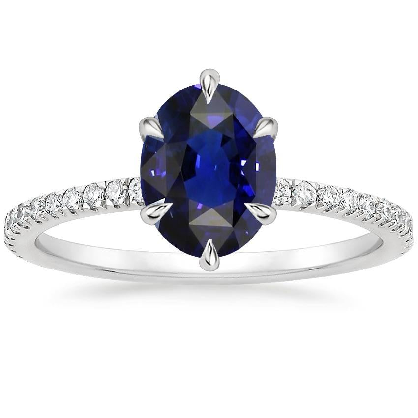 Anello di zaffiro blu profondo dei gioielli del diamante dell'oro con gli accenti 4.50 carati - harrychadent.it