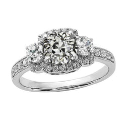 Anello d'oro Halo Il giro Old Mine Cut Diamante Anniversary Ring 4 carati