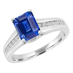 Anello e accenti con zaffiro di Ceylon smeraldo gioielli con diamanti 2.50 carati