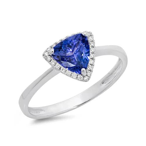 Anello fantasia con tanzanite da 1.50 carati e diamante rotondo in oro bianco 14K - harrychadent.it