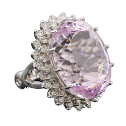 Anello fantasia in oro bianco con kunzite rosa e diamanti da 38.75 carati