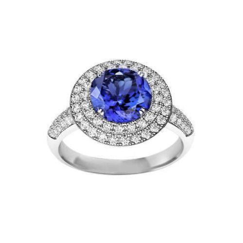 Anello fantasia rotondo con diamanti naturali in vera tanzanite 2.65 carati - harrychadent.it