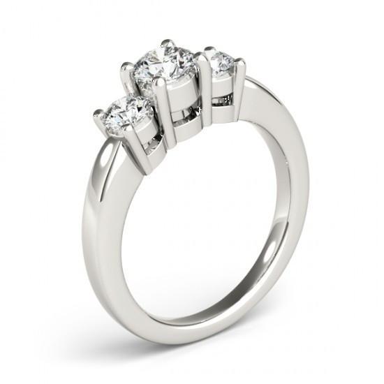 Anello in oro bianco 14 carati con diamante a taglio rotondo con tre pietre da 2 carati Nuovo - harrychadent.it