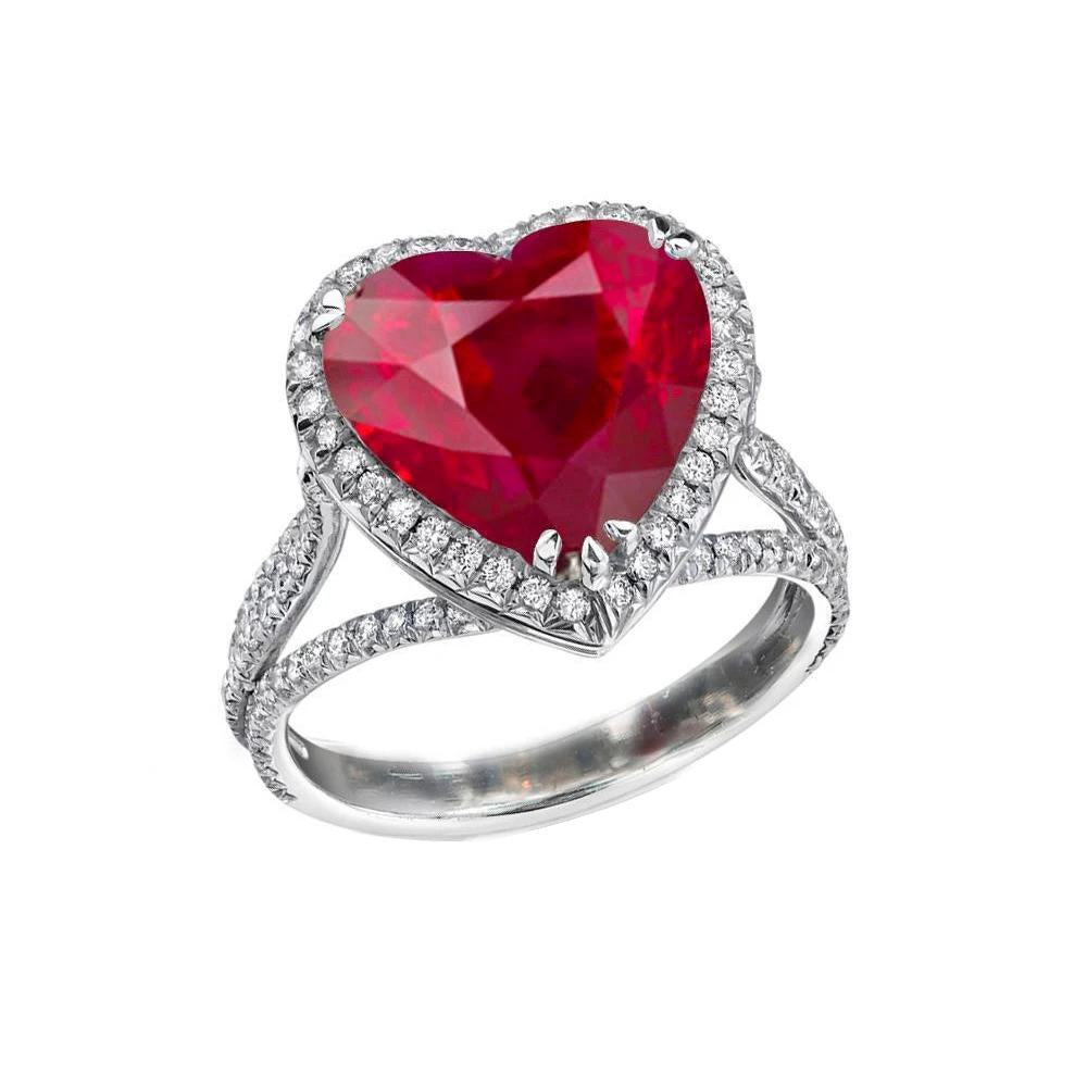 Anello in oro bianco 14 carati con diamante rosso rubino taglio cuore 7,75 carati - harrychadent.it
