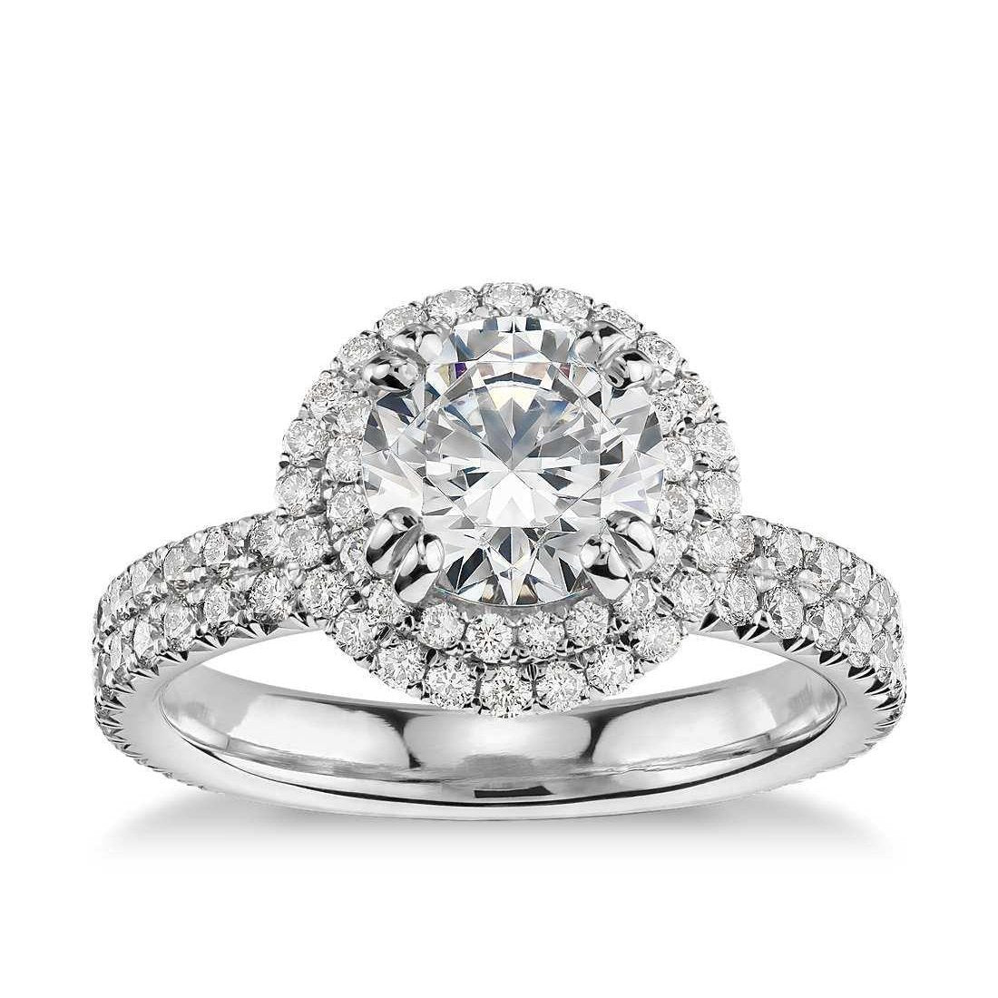 Anello in oro bianco 14 carati con doppio anello di diamanti rotondo da 2.97 carati - harrychadent.it