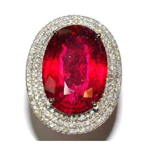 Anello in oro bianco 14 carati con granato mandarino ovale da 12.50 ct con diamanti - harrychadent.it