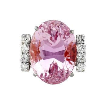 Anello in oro bianco 14 carati con kunzite rosa e diamanti 17,80 carati - harrychadent.it