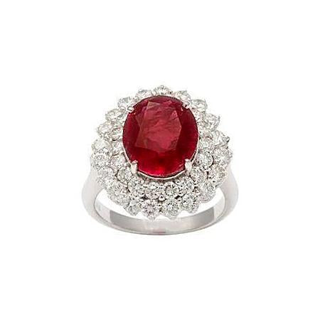 Anello in oro bianco 14 carati con rubini a taglio ovale da 6.25 ct con diamanti - harrychadent.it
