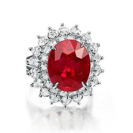 Anello in oro bianco 14 carati con rubino rosso da 11.75 carati con diamanti - harrychadent.it