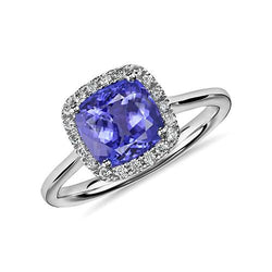 Anello in oro bianco 14K con tanzanite e diamanti 7.75 ct Novità