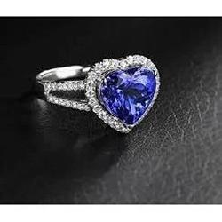 Anello in oro bianco 14 carati con zaffiro blu di Ceylon da 3.60 carati e diamante - harrychadent.it