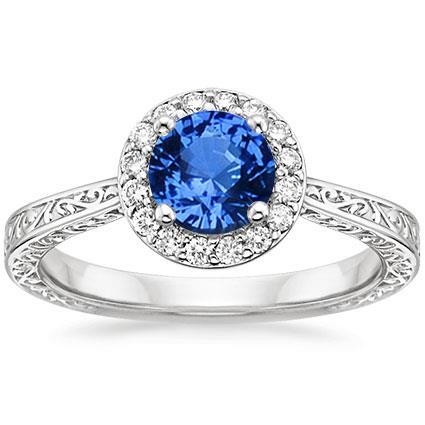 Anello in oro bianco 14 carati con zaffiro di Ceylon e diamanti a taglio brillante da 2,80 ct - harrychadent.it
