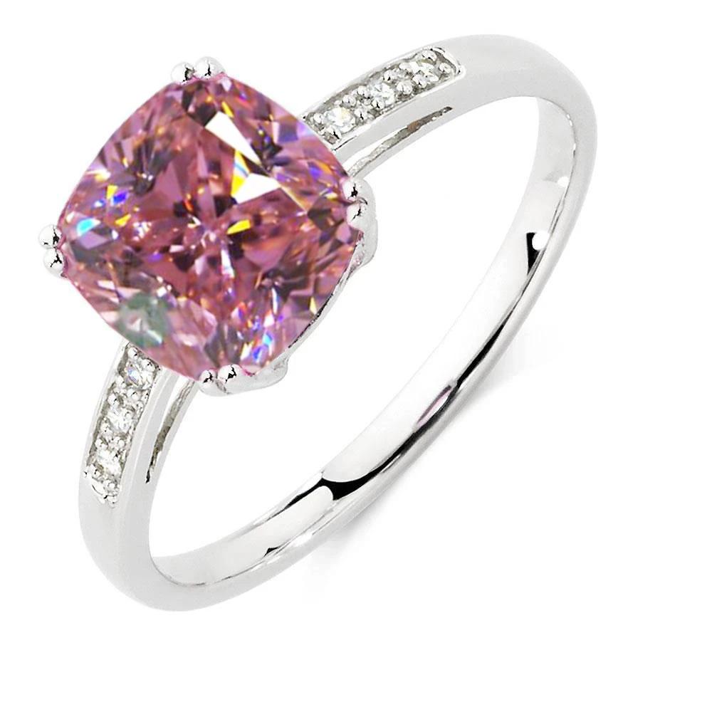 Anello in oro bianco 14 carati con zaffiro rosa e diamanti da 2,25 carati - harrychadent.it