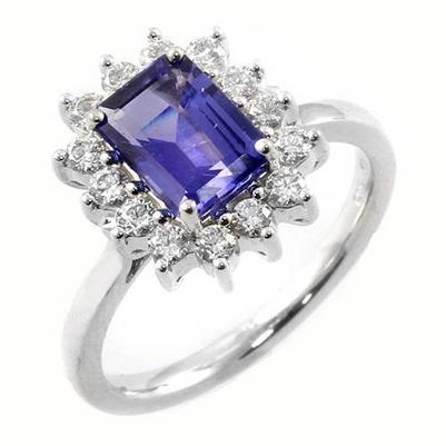 Anello in oro bianco 14K 10.75 carati con tanzanite e diamanti - harrychadent.it