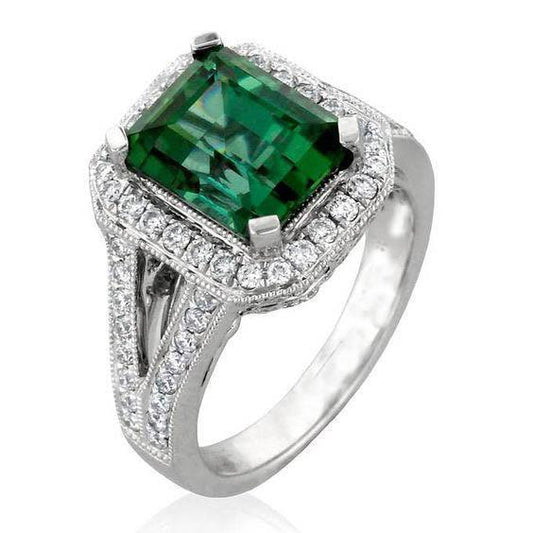 Anello in oro bianco 14K 9 ct con tormalina verde e diamanti Novità - harrychadent.it