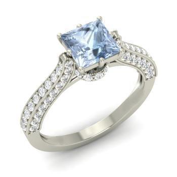 Anello in oro bianco 14K . con acquamarina e diamanti - harrychadent.it