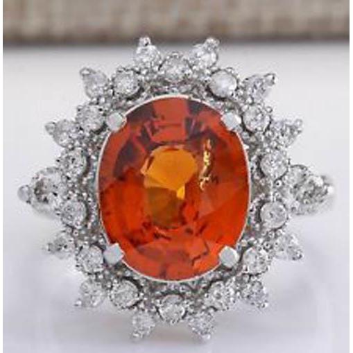 Anello in oro bianco 14K . con granato mandarino naturale con diamanti 10.25 ct - harrychadent.it