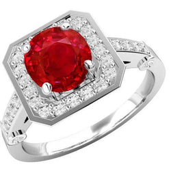 Anello in oro bianco 14K . con rubini rossi e diamanti da 3.75 carati