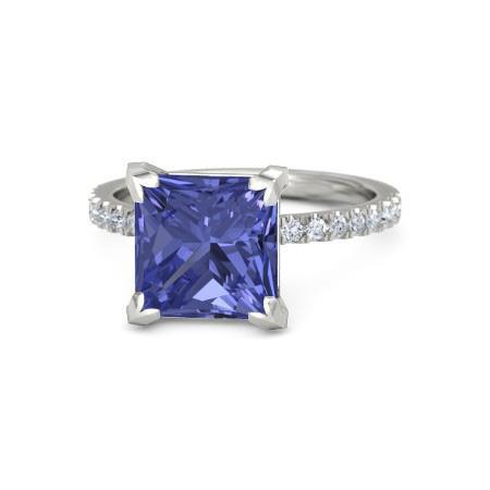 Anello in oro bianco 14K . con tanzanite e diamanti 3.80 carati - harrychadent.it