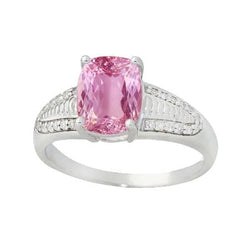 Anello in oro bianco 14K con Kunzite rosa e diamanti, 26,50 carati, con griffe
