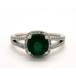 Anello in oro bianco 14K con diamante verde smeraldo taglio rotondo da 6,55 carati