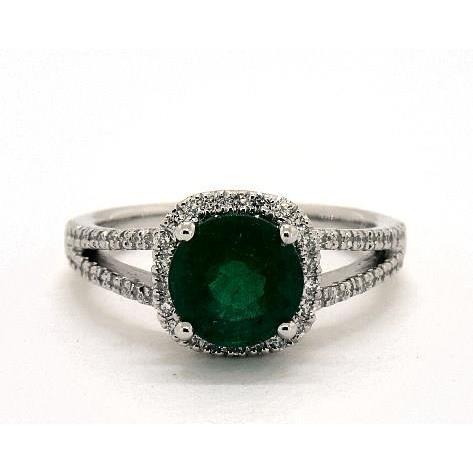 Anello in oro bianco 14K con diamante verde smeraldo taglio rotondo da 6,55 ct - harrychadent.it