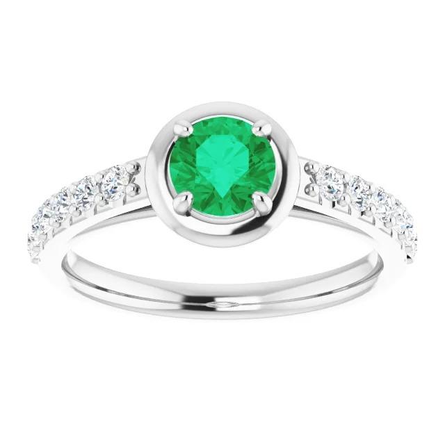Anello in oro bianco 14K con smeraldo verde e diamanti da 2.25 carati - harrychadent.it