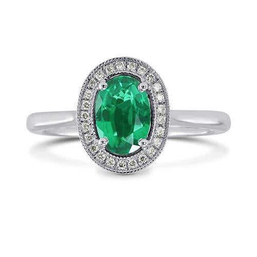 Anello in oro bianco 14K con smeraldo verde e diamanti da 3,25 carati - harrychadent.it