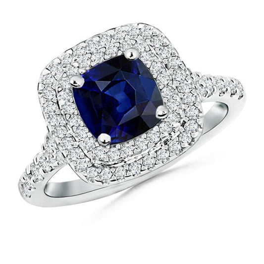 Anello in oro bianco 14K con zaffiro e diamanti dello Sri Lanka da 5.50 carati - harrychadent.it