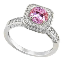 Anello in oro bianco con Kunzite rosa tonda da 11,25 ct con diamanti