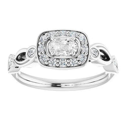 Anello in oro bianco con anello ovale a taglio antico e diamante nero con castone incastonato 4 carati
