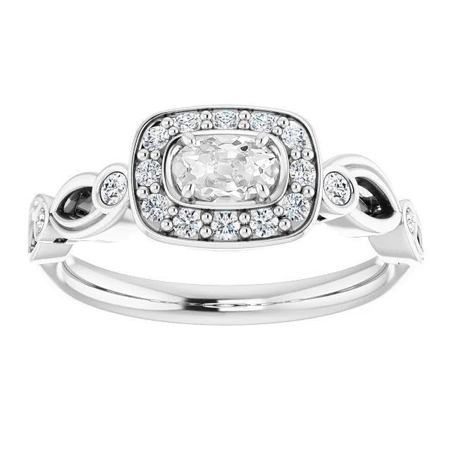Anello in oro bianco con anello ovale a taglio antico e diamante nero con castone incastonato 4 carati - harrychadent.it