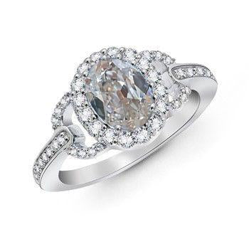 Anello in oro bianco con anello ovale vecchio minatore con diamanti 2 carati gioielli da donna - harrychadent.it