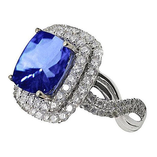 Anello in oro bianco con cuscino in oro bianco da 4.50 carati. zaffiro di Ceylon. pietra preziosa - harrychadent.it