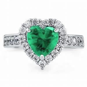Anello in oro bianco con diamanti e smeraldo verde taglio cuore 5 carati 14K - harrychadent.it