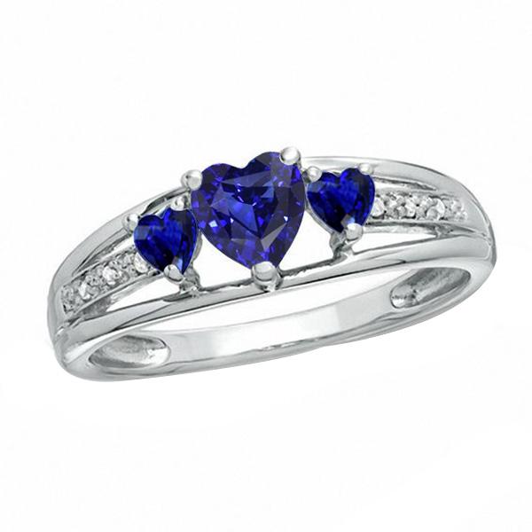Anello in oro bianco con diamanti. gemma da donna. cuore. zaffiri blu. 2 carati - harrychadent.it