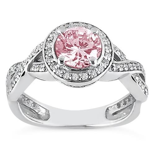 Anello in oro bianco con pietra preziosa rosa aureola rotonda da 2.51 ct - harrychadent.it