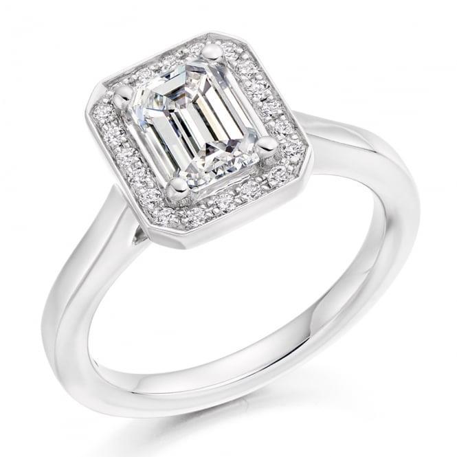 Anello in oro bianco con smeraldo scintillante e diamanti Halo tondi da 1,91 carati - harrychadent.it