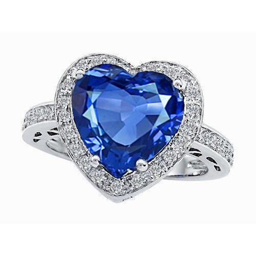 Anello in oro bianco con zaffiro blu dello Sri Lanka e diamante 4.5 carati - harrychadent.it