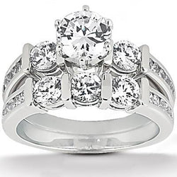 Anello in oro bianco da 2.45 carati con set di anniversario di fidanzamento con diamante