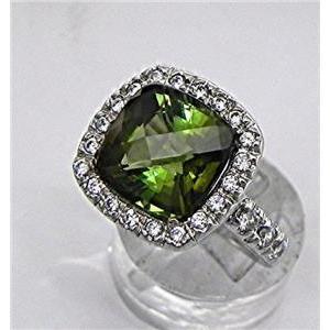 Anello in oro bianco massiccio 14 carati con tormalina verde da 7,35 ct e diamante - harrychadent.it