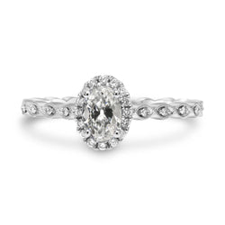 Anello in oro bianco rotondo e ovale vecchio minatore Halo Diamante Ring Jewelry 4 carati